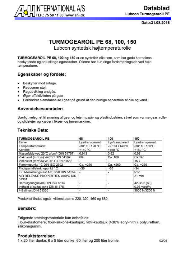

Turmogearoil PE 68 100 150

